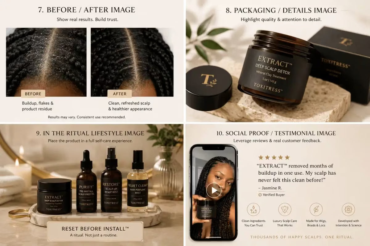 ToxiTress™ Deluxe Ritual System full 4-layer scalp reset kit with scalp cleansing and treatment products.
