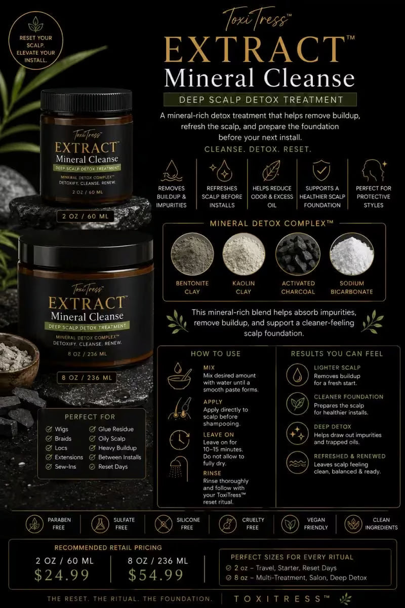 ToxiTress™ Deluxe Ritual System Full 4-Layer Scalp Reset kit with scalp treatment products and tools on a clean surface.