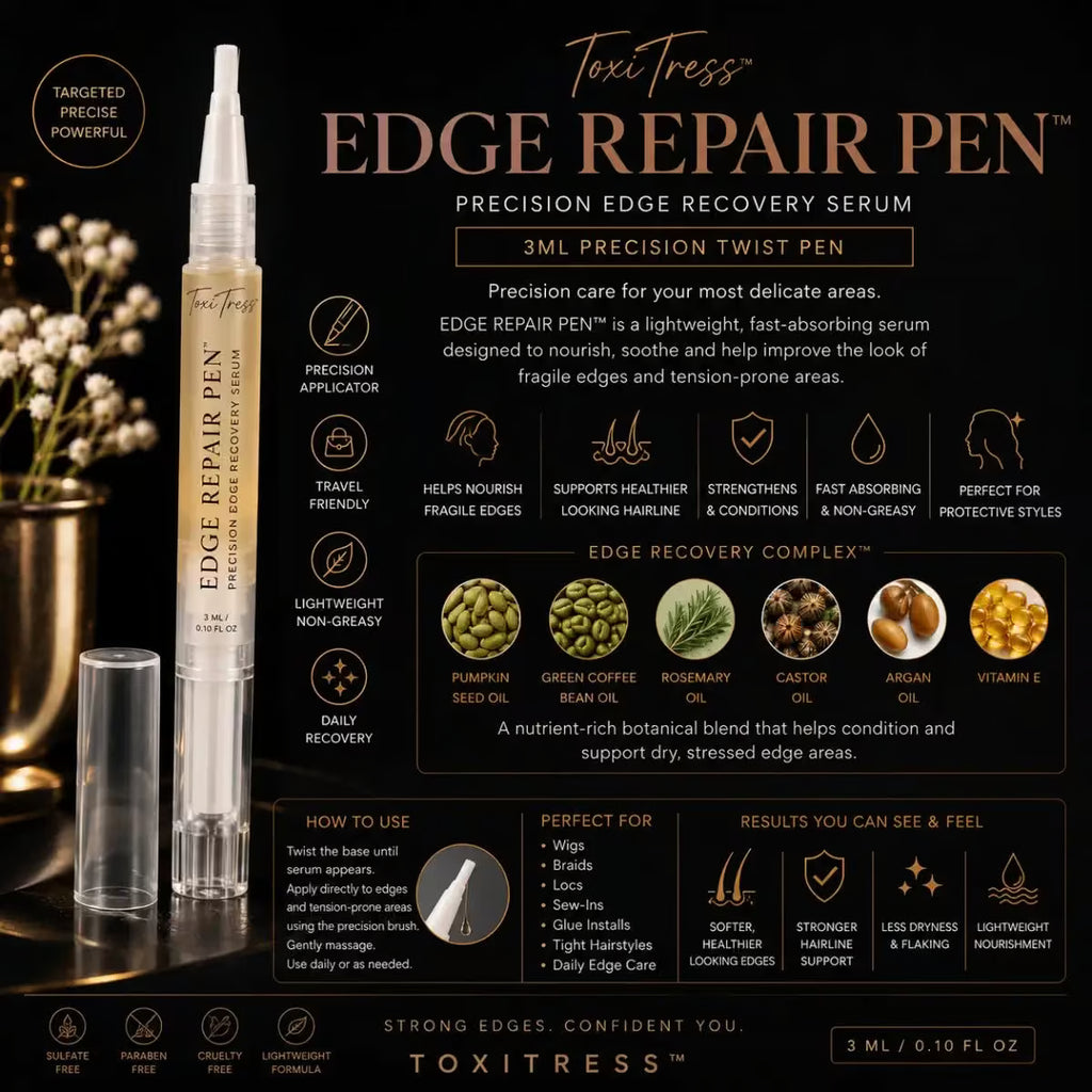 ToxiTress™ Premium Scalp Transformation Bundle with full 4-layer ritual, edge recovery, and scented treatment in a sleek package.