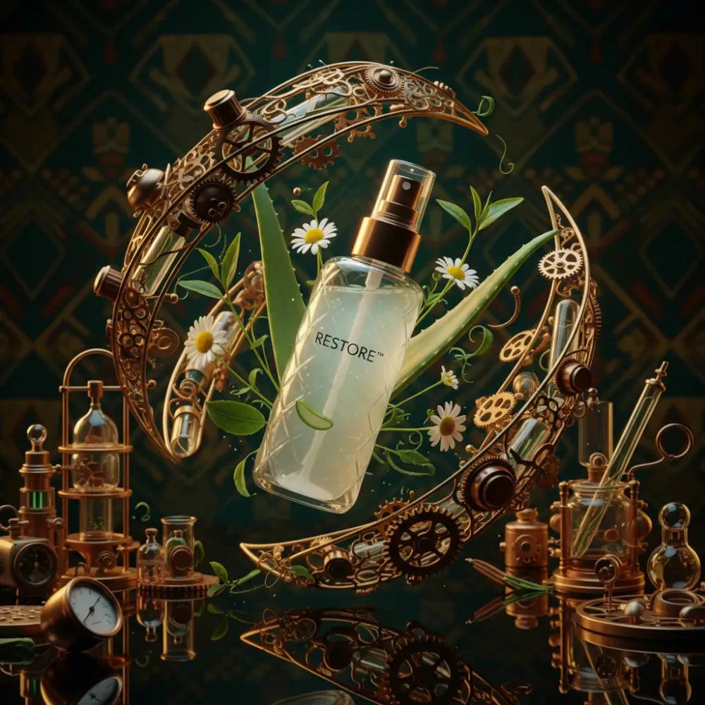 RESTORE™ Botanical Infusion — ingredients label close-up | ToxiTress™ scalp care