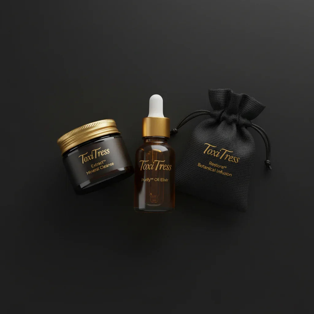ToxiTress scalp detox kit with mineral cleanse, oil elixir, and botanical infusion for braids & wigs