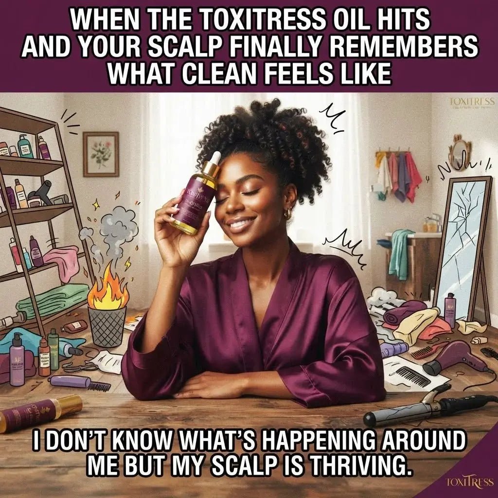 ToxiTress Monthly Reset Refill Kit for scalp ritual, featuring a subscription box with hair care products and accessories.